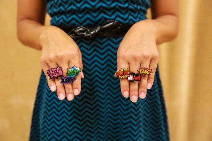 Shrinky Dink rings.