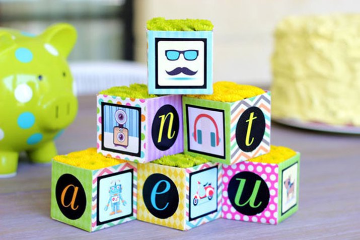 Blocks made of juice cartons.