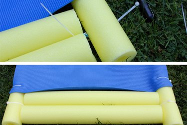 Attach the foot rest to the lounge chair with cable ties.